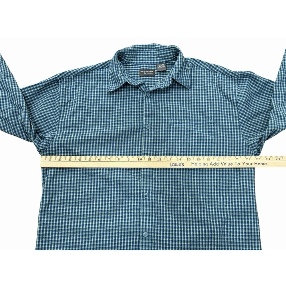 Vintage Silver Tab Levis Mens Flannel Button Up Shirt Y2K‎ Teal Yellow Plaid XL